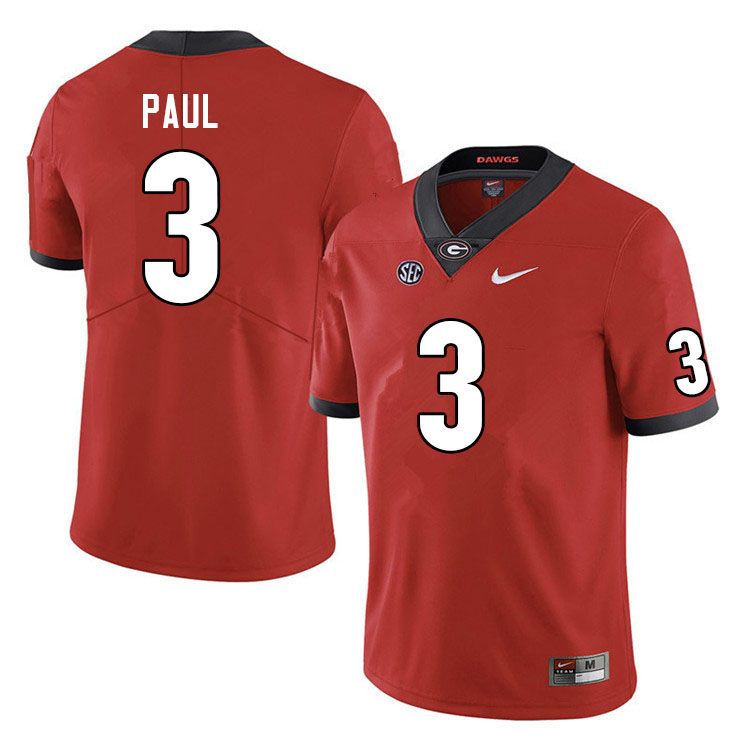 Georgia Bulldogs Men's Andrew Paul #3 Red 2022 Stitched College UGA Football Jersey 23WU016KP